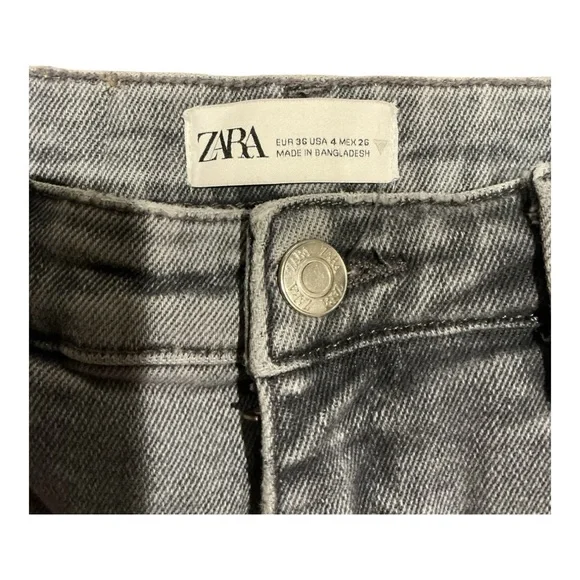 ZARA Women High Rise Straight Leg Jeans – Gray Washed – Size 4 - Picture 9 of 10